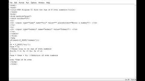 PHP Program To find the Sum of N even numbers
