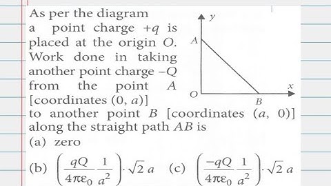 As per the diagrama point charge is placed at the origin Q. Work done in taking another point charge
