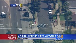 2 Killed, 1 Injured In Fiery Inglewood Wreck