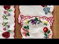 赤いバラの5点セット　ヴィンテージカロチャ刺繍