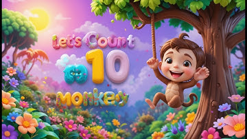 Monkey Counting Song | Learn Numbers 1 to 10 with Animals for Kids | Fun Educational Kids Songs