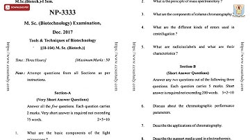MSC 1ST SEM BT TOOLS AND TECHNIQUES OF BIOTECHNOLOGY NP DEC 2017 | CCSU