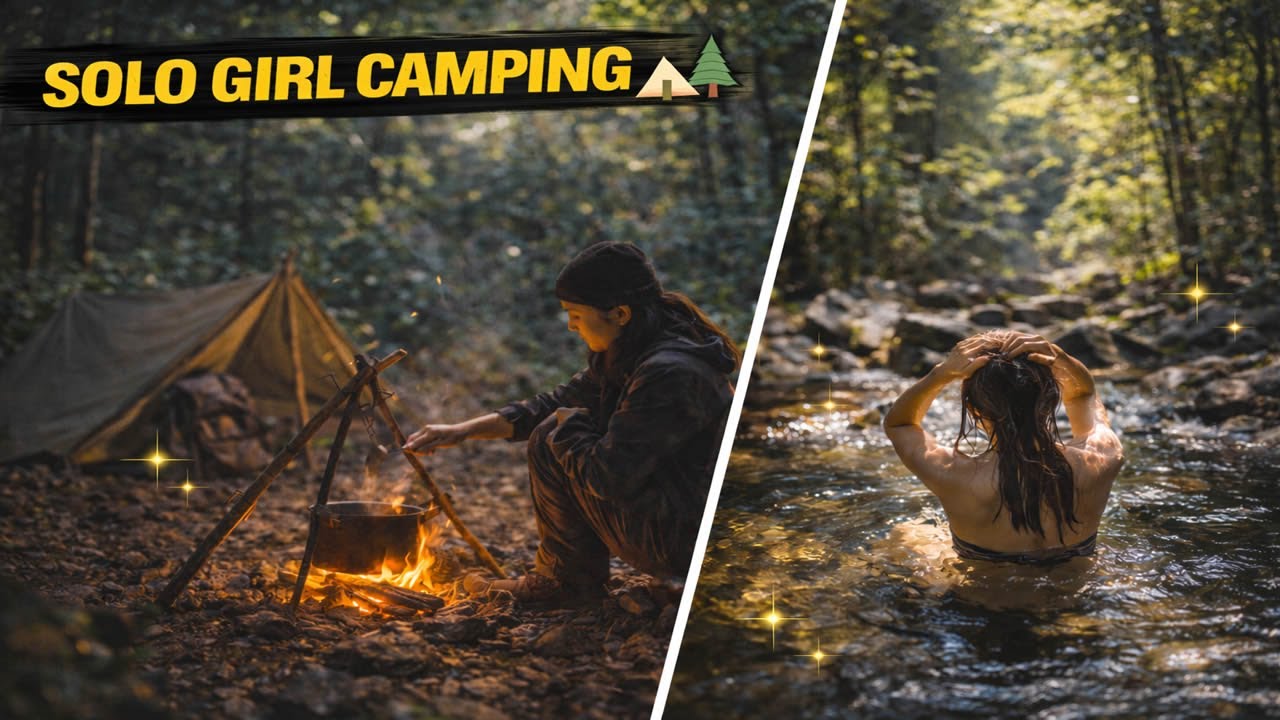 7 Days Solo Girl Wilderness Camping 🌲🏕️✨ Cooking, Bathing & Peaceful Nature Living (Full Story)