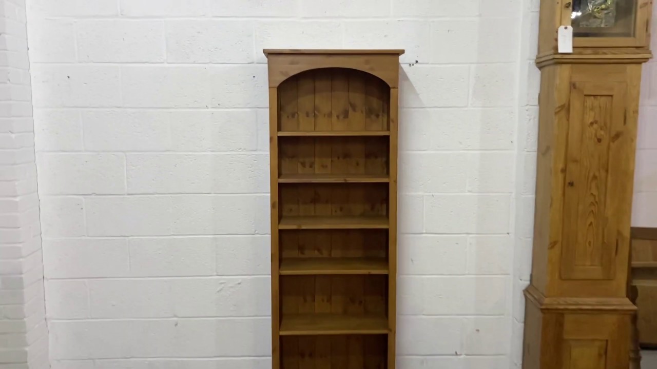 Tall Slim Pine Bookcase With Adjustable Shelves (F4264B) Pinefinders