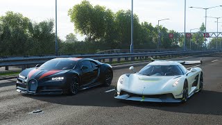 Forza Horizon 4 Drag race: Bugatti Chiron SS (Replica) vs Koenigsegg Jesko