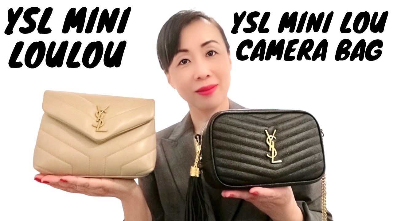 SAINT LAURENT LOU CAMERA BAG VS YSL MINI LOU CAMERA BAG// Size, Price, what  fits/ Mod shots 