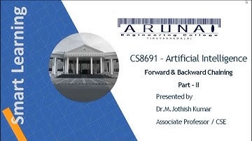 CS8691 - AI | Forward & Backward Chaining Part- II | Dept of CSE | Arunai Engineering College
