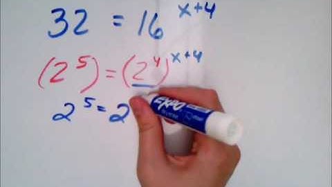 Solving an exponential equation by finding common bases, Linear exponents