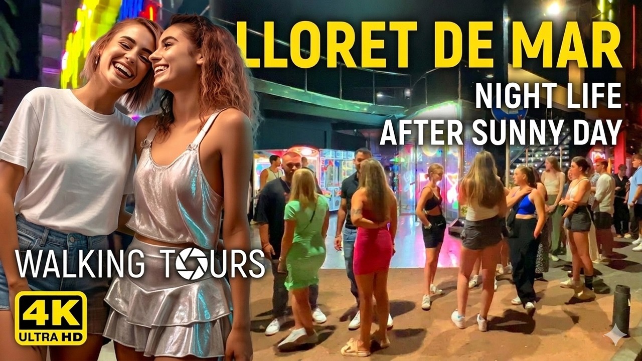 4K Lloret de Mar (Catalonia, Spain) Nighlife Walking Tour • July 2023