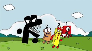 Run! Numberblocks 4 meets Alphabet Lore S on the jungle, Numberblocks  fanmade coloring story in 2023