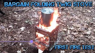 Bargain Folding Twig Stove First Fire Test - YouTube