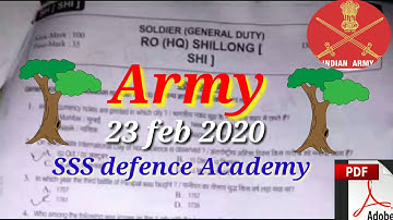 Army soldier GD 23 /02/2020  RO (HQ) Shillong (SHI) ka original question paper with answers