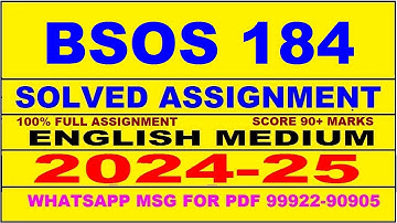 bsos 184 solved assignment 2024-25 | bsos 184 solved assignment in english 2025 | bsos 184 2024-25