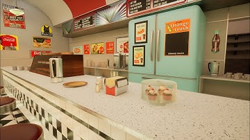 1950s American Diner, Unreal Engine 5, Maya and Substance Painter, Part 52