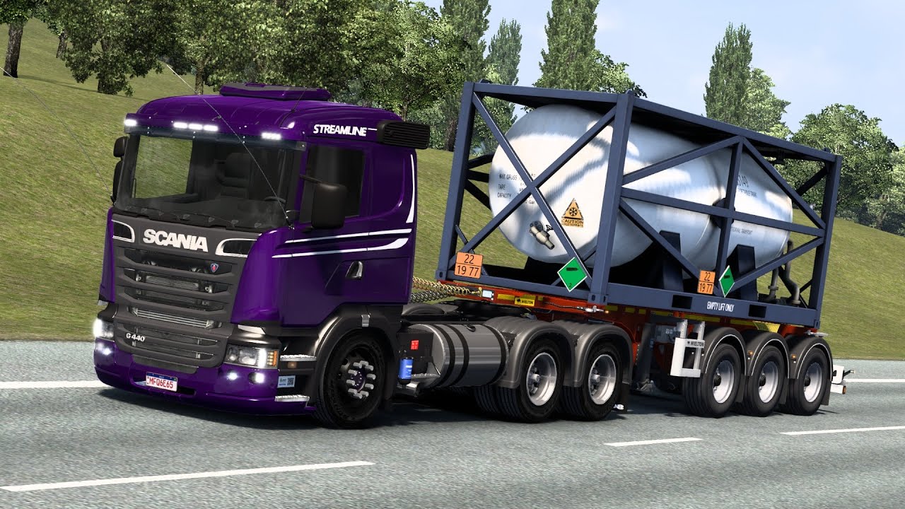 SCANIA STREAMLINE TRANSPORTANDO NITROGENIO NO MAPA RBR - ETS 2 