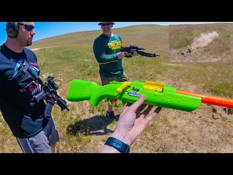 Air Warriors Predator vs. Firearms! [Blaster Destruction]