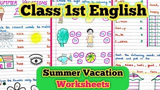Summer Vacation Worksheet for Class 1 | Summer Vacation Worksheets |English Worksheet for Class 1st