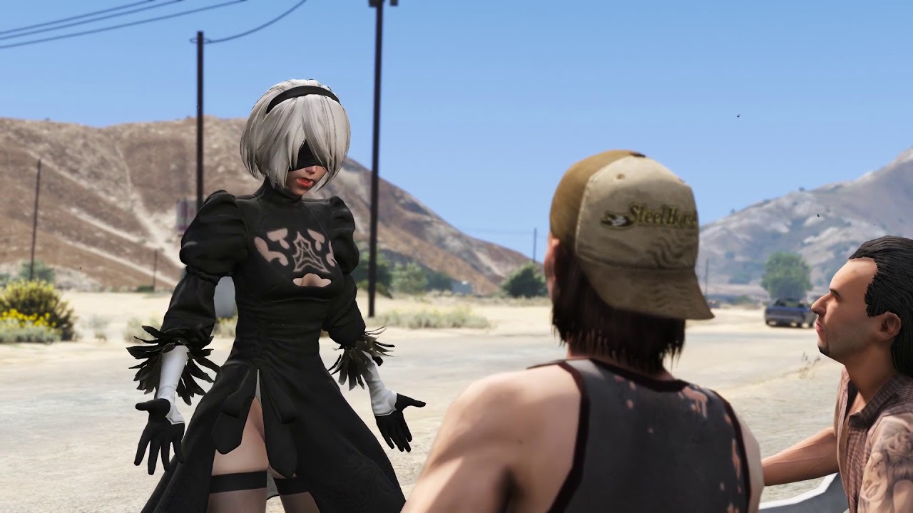 GTA 5 - Modded Cutscenes - 2B from Nier Automata replaces Trevor