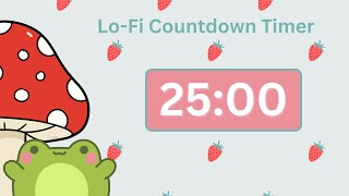 25-Minute LoFi Countdown Timer | Cute Frog &amp; Strawberry | Focus Cafe Studio