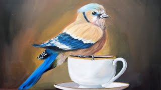 Bird Acrylic Painting | How to Paint a Bird with acrylics | Satisfying Relaxing