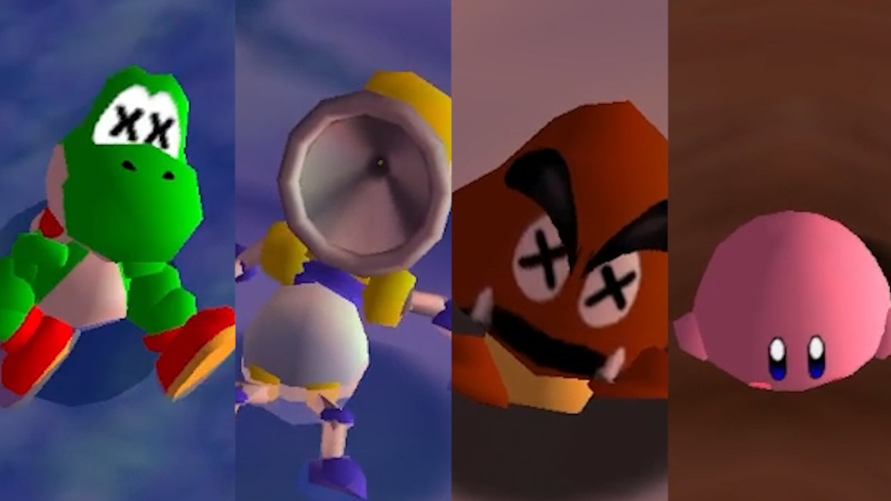 All Characters Game Over Animations in Super Mario 64 with Sunset