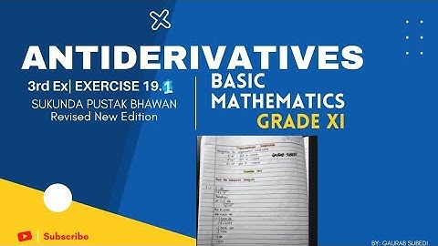 AntiDerivative|| class 11|| Exercise 19.1 solution