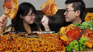 : ASMR MUKBANG Korean black jeju pork bbq & Jjapaguri EATING SHOW