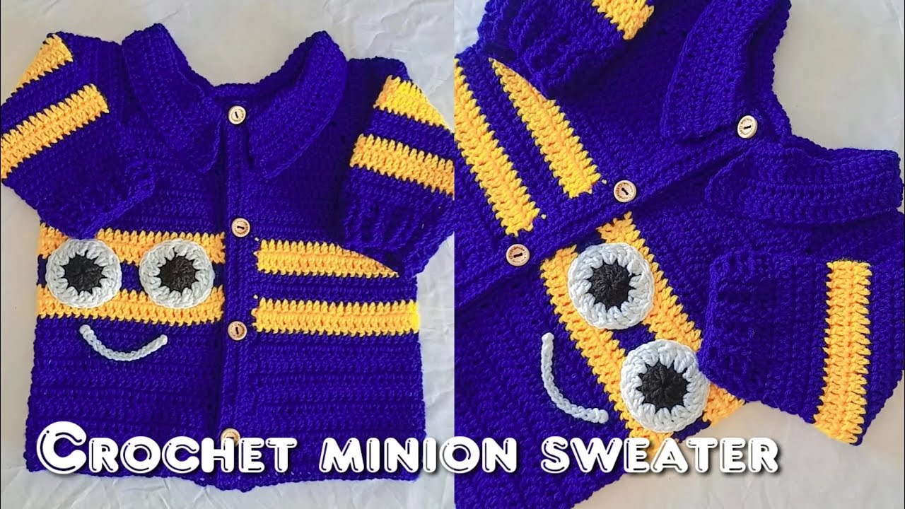 How to crochet a minion sweater/cardigan crochet collar cardigan