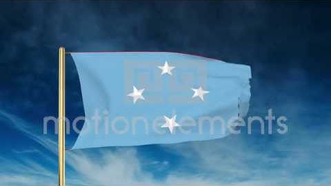 Micronesia Flag Slider Style. Waving In The Win With Cloud Background Animation Stock Animation