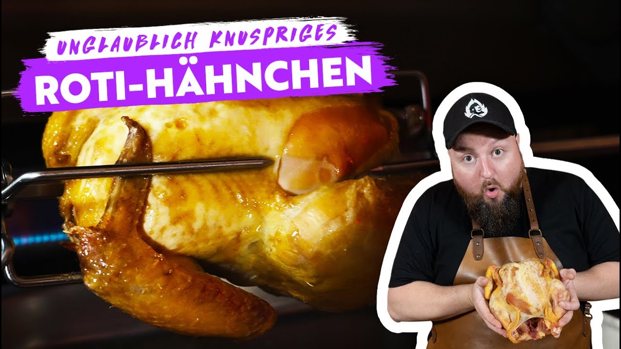 Grillhähnchen vom Drehspieß | Geheimtipp für ultra knusprige Haut