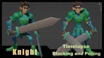 Timelapse blocking ,posing a knigth in Blender with BlockSurfaces addon #blender, #3d, #animation
