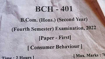 Consumer behaviour B.com Honours exam question paper 2022