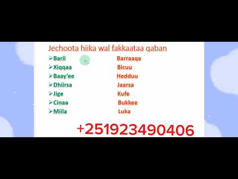 Afaan Oromo Jechoota Hiika Wal Fakkaataa Qaban K 12