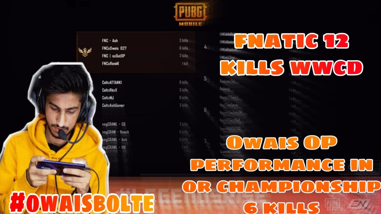 Fnatic 12 Kills WWCD in OR Championship | Owais Outstanding performance | 3 Man Chicken Bolte