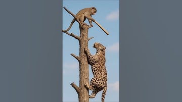 Monkey vs Leopard on Tree 🌳 | Epic Jungle Battle | Wild Animal Shorts