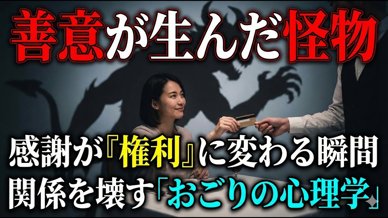 【警告】その優しさが、相手を「モンスター」に変える。関係を破綻させる「おごりの心理学」の正体