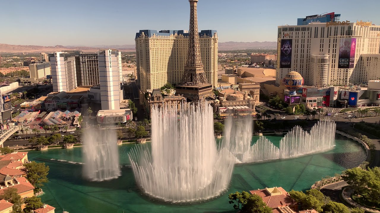 Bellagio Fountains View From Our Room - Daytime Show