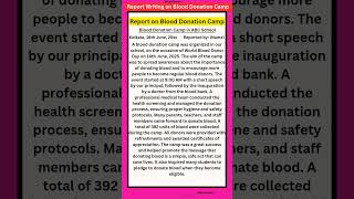 Report Writing on Blood Donation Camp in School | English Report Format for Students
