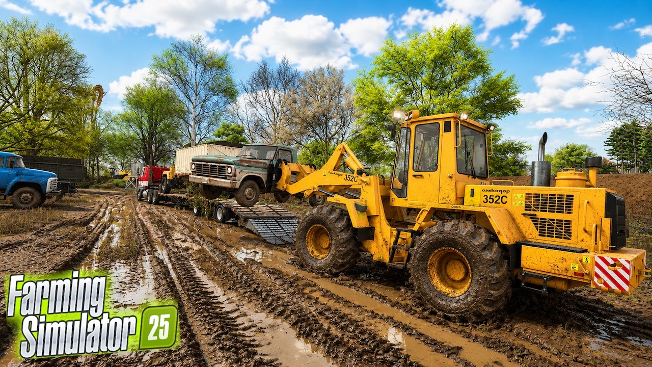 MUDDY MESS AT THE ABANDON SALVAGE SCRAP YARD! - FS25 - YouTube