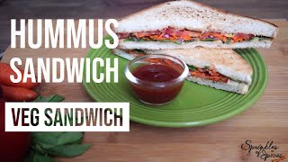 Vegetable Hummus Sandwich-High Protein | Healthy Sandwich For Weight Loss