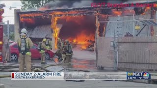 Tow yard catches fire in east Bakersfield