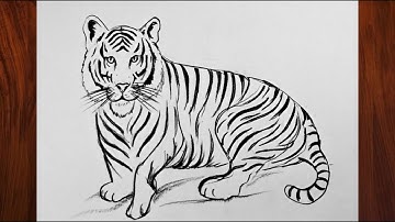 How to draw tiger step by step 🐯 | Easy Tiger Drawing 🐅 | Tiger Drawing most simple ever