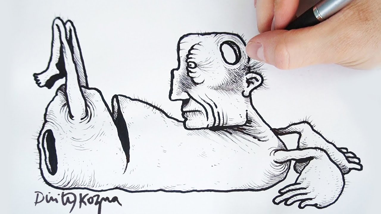 Automatisum Drawing DRAWING A SURREAL BODY WITH AUTOMATISM - Art by Dimitri Kozma - YouTube