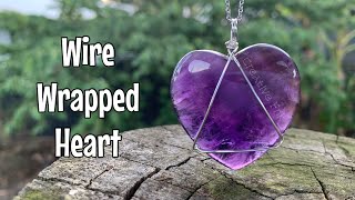 How to wire wrap a heart shaped crystal - minimalist triangle design 💜