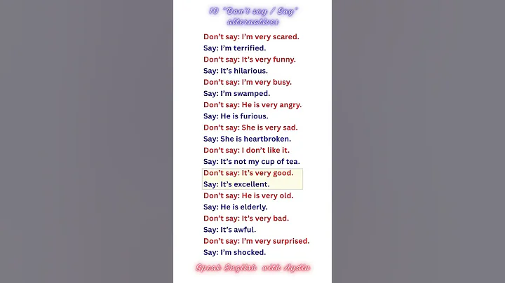 10 Don’t say - Say alternatives  #english #vocabulary #spokenenglish #englishtips #englishgrammar