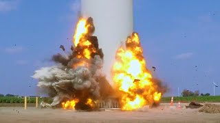 Felling of a Thermally Damaged Wind Turbine  Controlled Demolition, Inc.