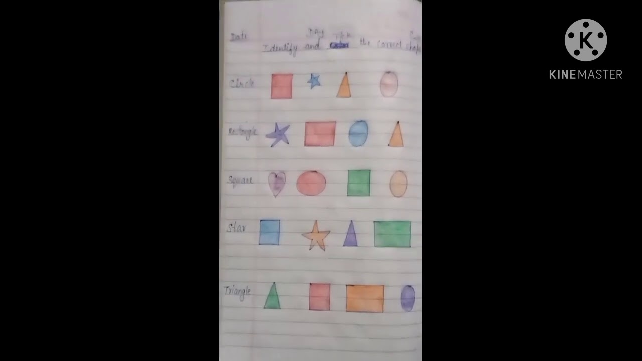 shapes identification worksheet for lkg ukg youtube