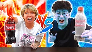 【対決】熱い食べ物 VS 冷たい食べ物！？早食いチャレンジやってみた！【早食い】