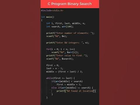 C Program Binary Search #shorts - YouTube