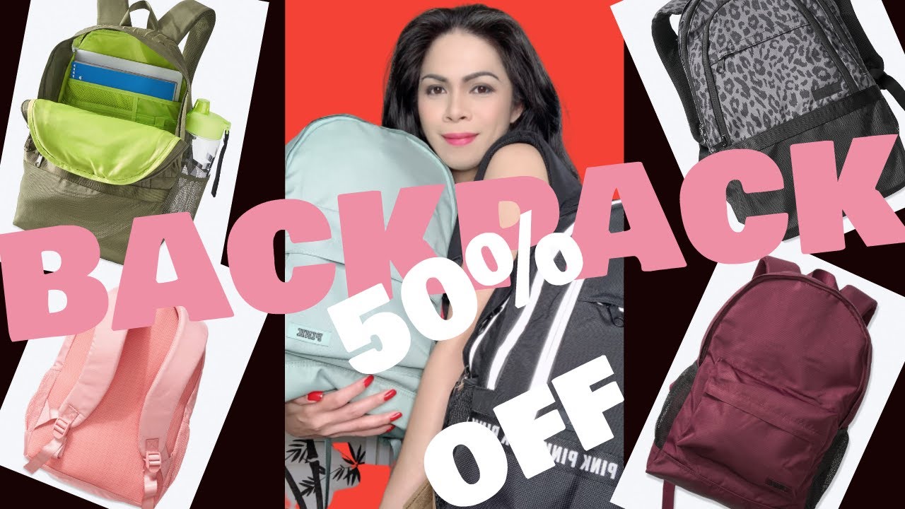 pink collegiate backpack red